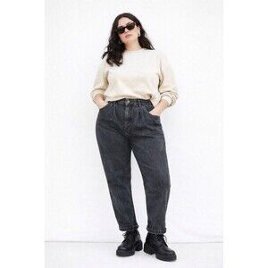 Vintage Gitano Jeans High Waist Pleated 80s Black Faded 18 Long USA Cotton Retro